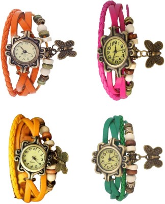 NS18 Vintage Butterfly Rakhi Combo of 4 Orange, Yellow, Pink And Green Watch  - For Women   Watches  (NS18)