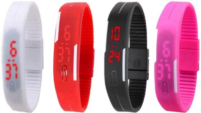 NS18 Silicone Led Magnet Band Combo of 4 White, Red, Black And Pink Digital Watch  - For Boys & Girls   Watches  (NS18)