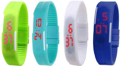

Kissu Led Magnet Band Combo of 4 Green, Sky Blue, White And Blue Watch - For Men & Women