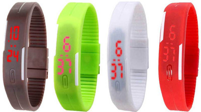 

Kissu Led Magnet Band Combo of 4 Brown, Green, White And Red Watch - For Men & Women