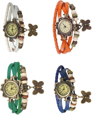 NS18 Vintage Butterfly Rakhi Combo of 4 White, Green, Orange And Blue Analog Watch  - For Women   Watches  (NS18)