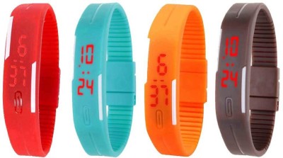 NS18 Silicone Led Magnet Band Combo of 4 Red, Sky Blue, Orange And Brown Digital Watch  - For Boys & Girls   Watches  (NS18)