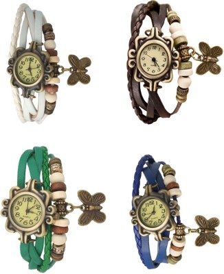 NS18 Vintage Butterfly Rakhi Combo of 4 White, Green, Brown And Blue Analog Watch  - For Women   Watches  (NS18)