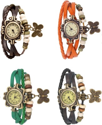 NS18 Vintage Butterfly Rakhi Combo of 4 Brown, Green, Orange And Black Watch  - For Women   Watches  (NS18)