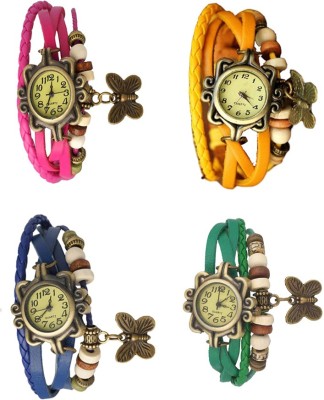NS18 Vintage Butterfly Rakhi Combo of 4 Pink, Blue, Yellow And Green Analog Watch  - For Women   Watches  (NS18)