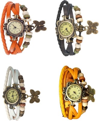 NS18 Vintage Butterfly Rakhi Combo of 4 Orange, White, Black And Yellow Analog Watch  - For Women   Watches  (NS18)