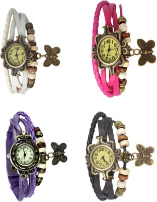 NS18 Vintage Butterfly Rakhi Combo of 4 White, Purple, Pink And Black Analog Watch  - For Women   Watches  (NS18)