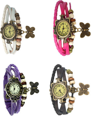 

Kissu Vintage Rakhi Combo of 4 White, Purple, Pink And Black Watch - For Women