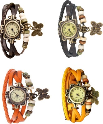 NS18 Vintage Butterfly Rakhi Combo of 4 Brown, Orange, Black And Yellow Analog Watch  - For Women   Watches  (NS18)