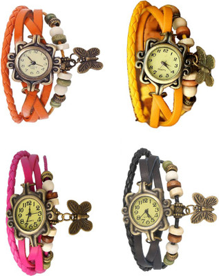 

NS18 Vintage Butterfly Rakhi Combo of 4 Orange, Pink, Yellow And Black Watch - For Women
