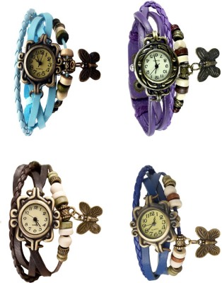 NS18 Vintage Butterfly Rakhi Combo of 4 Sky Blue, Brown, Purple And Blue Analog Watch  - For Women   Watches  (NS18)