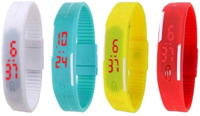 NS18 Silicone Led Magnet Band Watch Combo of 4 White, Sky Blue, Yellow And Red Digital Watch  - For Couple   Watches  (NS18)