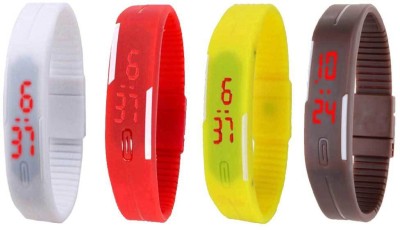 NS18 Silicone Led Magnet Band Combo of 4 White, Red, Yellow And Brown Digital Watch  - For Boys & Girls   Watches  (NS18)