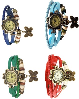NS18 Vintage Butterfly Rakhi Combo of 4 Blue, Green, Sky Blue And Red Analog Watch  - For Women   Watches  (NS18)