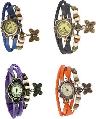 

Kissu Vintage Rakhi Combo of 4 Blue, Purple, Black And Orange Watch - For Women