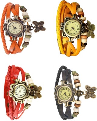 NS18 Vintage Butterfly Rakhi Combo of 4 Orange, Red, Yellow And Black Analog Watch  - For Women   Watches  (NS18)