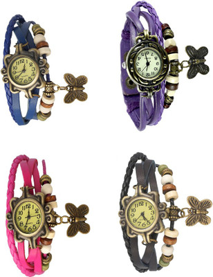 

Kissu Vintage Rakhi Combo of 4 Blue, Pink, Purple And Black Watch - For Women