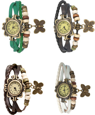 

NS18 Vintage Butterfly Rakhi Combo of 4 Green, Brown, Black And White Watch - For Women