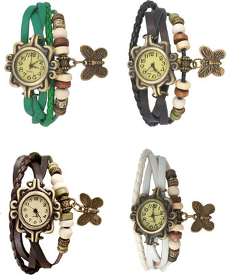 NS18 Vintage Butterfly Rakhi Combo of 4 Green, Brown, Black And White Analog Watch  - For Women   Watches  (NS18)