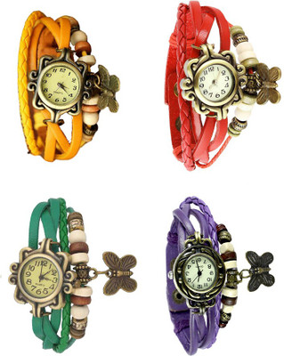 

Kissu Vintage Rakhi Combo of 4 Yellow, Green, Red And Purple Watch - For Women