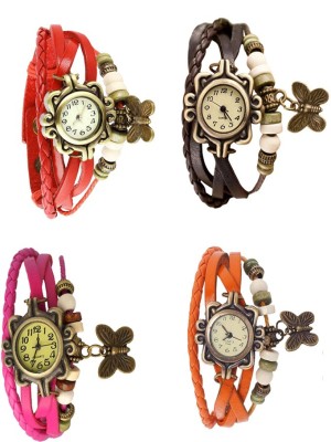 NS18 Vintage Butterfly Rakhi Combo of 4 Red, Pink, Brown And Orange Analog Watch  - For Women   Watches  (NS18)