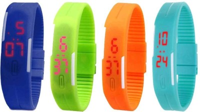 NS18 Silicone Led Magnet Band Watch Combo of 4 Blue, Green, Orange And Sky Blue Digital Watch  - For Couple   Watches  (NS18)