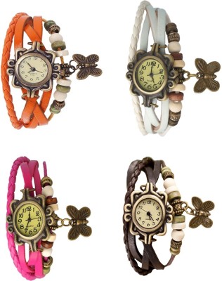 NS18 Vintage Butterfly Rakhi Combo of 4 Orange, Pink, White And Brown Analog Watch  - For Women   Watches  (NS18)