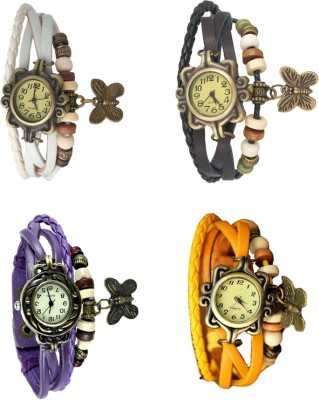NS18 Vintage Butterfly Rakhi Combo of 4 White, Purple, Black And Yellow Analog Watch  - For Women   Watches  (NS18)