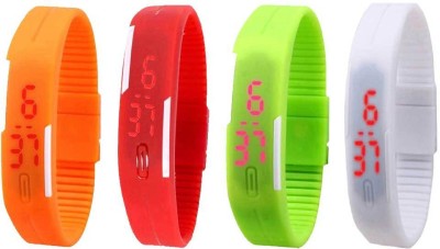 NS18 Silicone Led Magnet Band Combo of 4 Orange, Red, Green And White Digital Watch  - For Boys & Girls   Watches  (NS18)