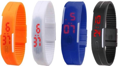NS18 Silicone Led Magnet Band Combo of 4 Orange, White, Blue And Black Digital Watch  - For Boys & Girls   Watches  (NS18)