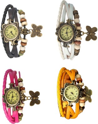 NS18 Vintage Butterfly Rakhi Combo of 4 Black, Pink, White And Yellow Watch  - For Women   Watches  (NS18)