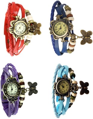 NS18 Vintage Butterfly Rakhi Combo of 4 Red, Purple, Blue And Sky Blue Analog Watch  - For Women   Watches  (NS18)