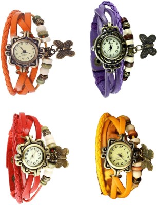 NS18 Vintage Butterfly Rakhi Combo of 4 Orange, Red, Purple And Yellow Analog Watch  - For Women   Watches  (NS18)