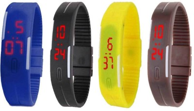 NS18 Silicone Led Magnet Band Combo of 4 Blue, Black, Yellow And Brown Digital Watch  - For Boys & Girls   Watches  (NS18)