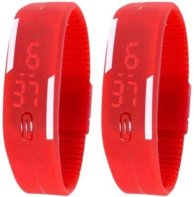 NS18 Silicone Led Magnet Band Set of 2 Red Digital Watch  - For Boys & Girls   Watches  (NS18)