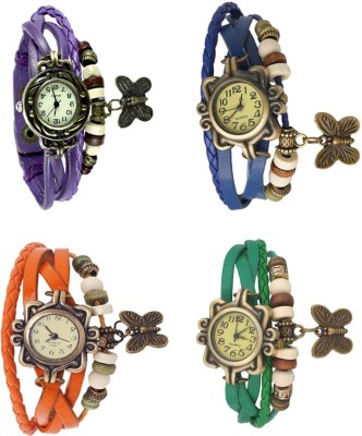 NS18 Vintage Butterfly Rakhi Combo of 4 Purple, Orange, Blue And Green Analog Watch  - For Women   Watches  (NS18)