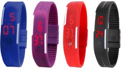 NS18 Silicone Led Magnet Band Combo of 4 Blue, Purple, Red And Black Digital Watch  - For Boys & Girls   Watches  (NS18)