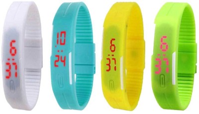 NS18 Silicone Led Magnet Band Combo of 4 White, Sky Blue, Yellow And Green Digital Watch  - For Boys & Girls   Watches  (NS18)
