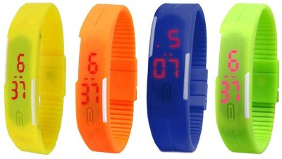 NS18 Silicone Led Magnet Band Combo of 4 Yellow, Orange, Blue And Green Digital Watch  - For Boys & Girls   Watches  (NS18)