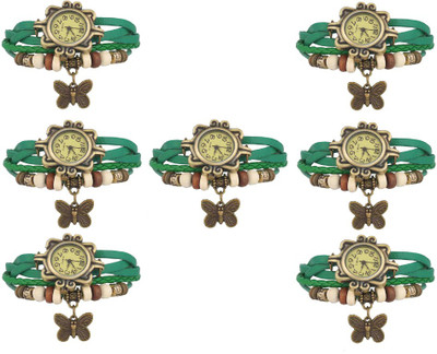 

Kissu Vintage Rakhi Combo of 7 Green Watch - For Women