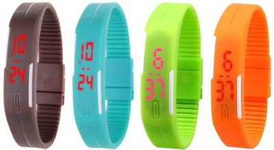 NS18 Silicone Led Magnet Band Combo of 4 Brown, Sky Blue, Green And Orange Digital Watch  - For Boys & Girls   Watches  (NS18)