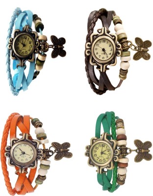 NS18 Vintage Butterfly Rakhi Combo of 4 Sky Blue, Orange, Brown And Green Analog Watch  - For Women   Watches  (NS18)