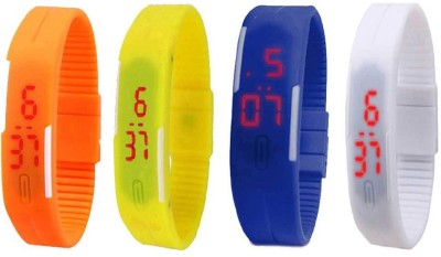 NS18 Silicone Led Magnet Band Combo of 4 Orange, Yellow, Blue And White Digital Watch  - For Boys & Girls   Watches  (NS18)