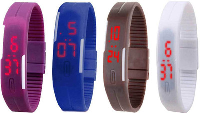 

Kissu Led Magnet Band Combo of 4 Purple, Blue, Brown And White Watch - For Men & Women