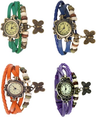 NS18 Vintage Butterfly Rakhi Combo of 4 Green, Orange, Blue And Purple Analog Watch  - For Women   Watches  (NS18)