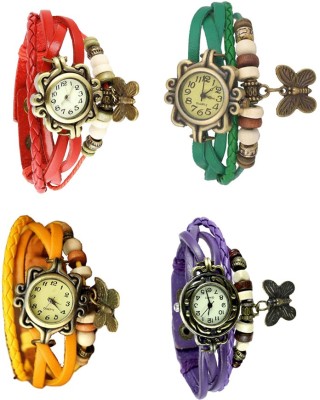 NS18 Vintage Butterfly Rakhi Combo of 4 Red, Yellow, Green And Purple Analog Watch  - For Women   Watches  (NS18)