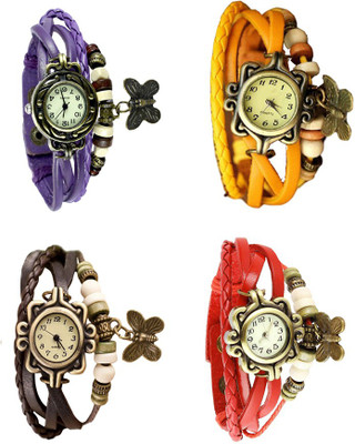 

Kissu Vintage Rakhi Combo of 4 Purple, Brown, Yellow And Red Watch - For Women