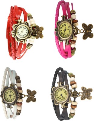 NS18 Vintage Butterfly Rakhi Combo of 4 Red, White, Pink And Black Analog Watch  - For Women   Watches  (NS18)