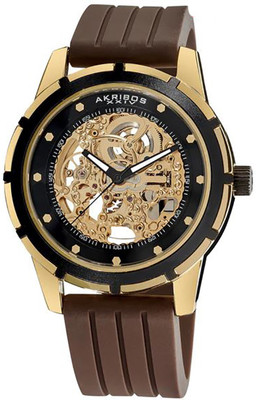 Akribos XXIV Men's Delos Skeleton Automatic Gold-Tone Watch Watch - For Men