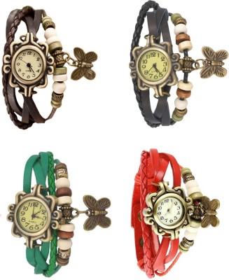 NS18 Vintage Butterfly Rakhi Combo of 4 Brown, Green, Black And Red Analog Watch  - For Women   Watches  (NS18)